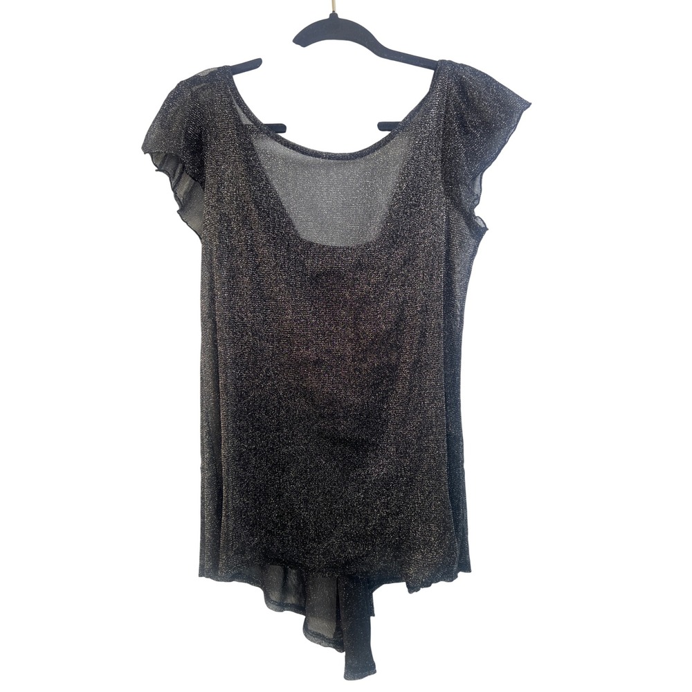 Heart Soul Black Shimmer Fairy Grunge Top L Y2K Glam Whimsygoth Waterfall Goth